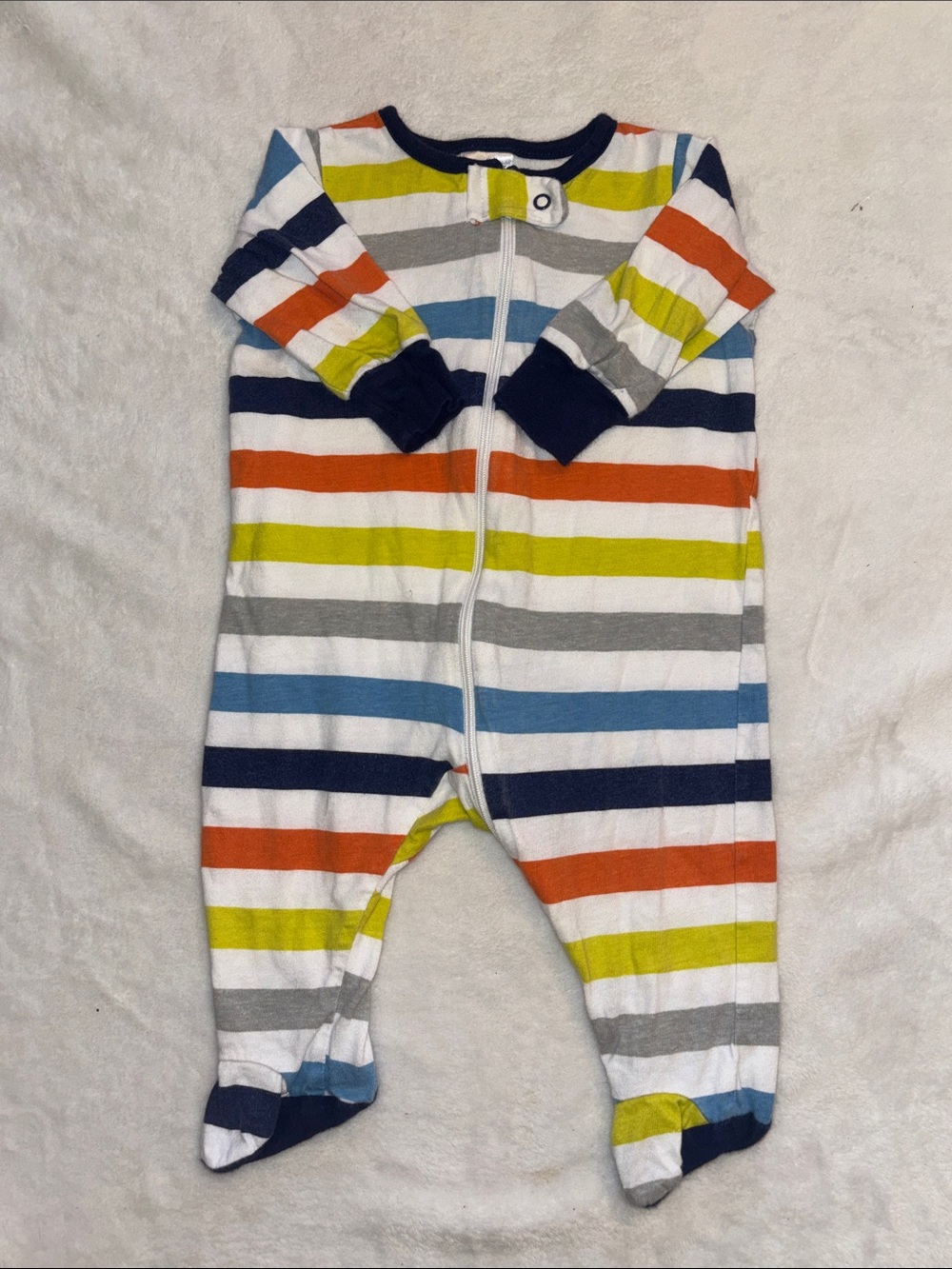 (2 for $10) Gerber Striped Footed One-Piece Pajamas - Multicolor